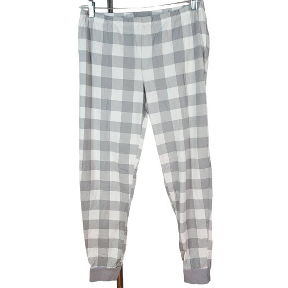 Macy's Family Pajamas Matching Set Mama Llama 2 PCS Cream Gray Med Plaid Lounge - Picture 6 of 12